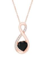 Rose Gold Color Heart Shape Black Diamond Infinity Pendant 