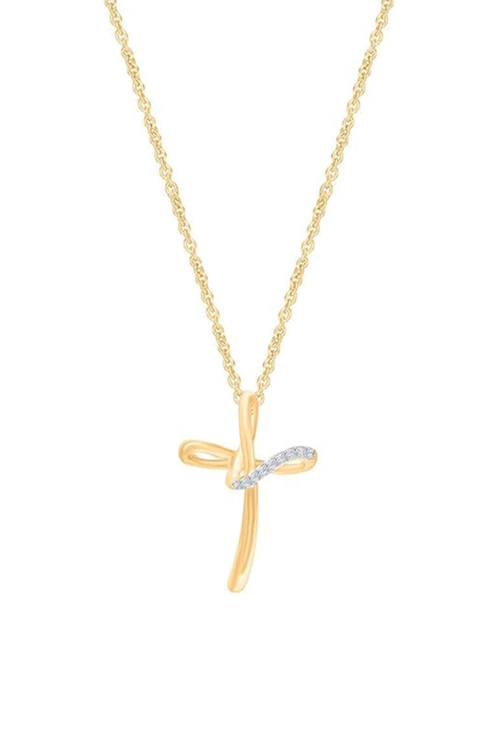 Yellow Gold Color Yaathi Loop Cross Pendant Necklace, Trending Necklaces