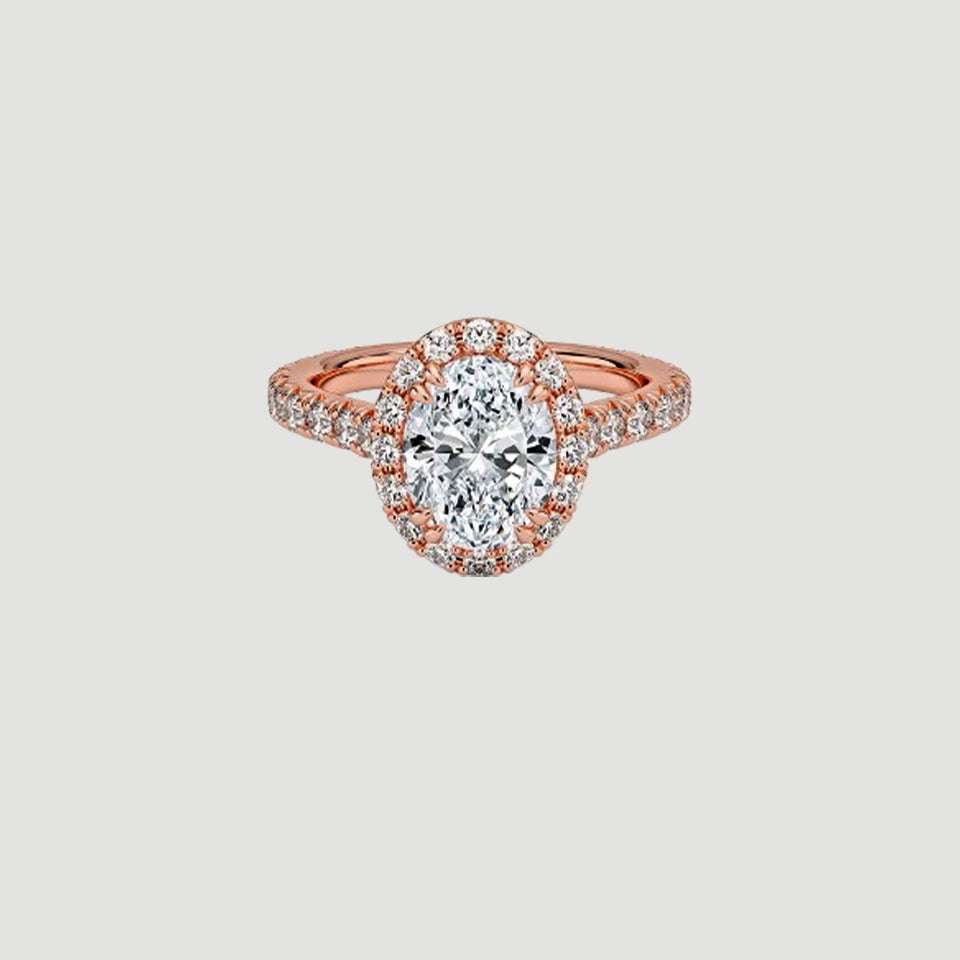 Oval Shape Moissanite Halo Ring