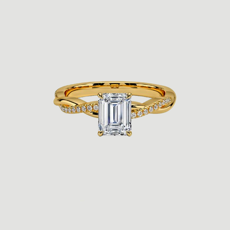 Emerald Cut Moissanite Twisted Ring