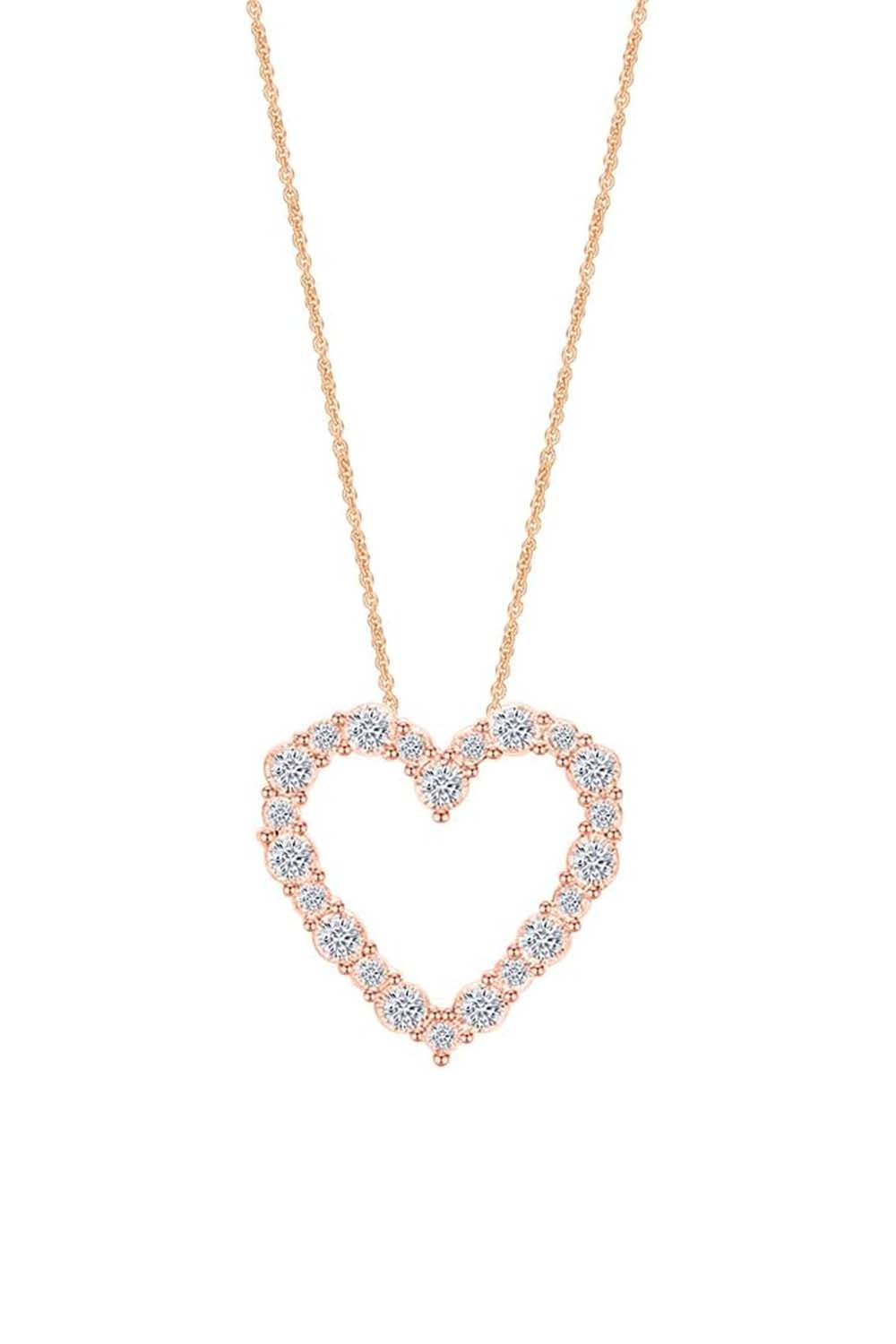 Rose Gold Color Popular Heart Outline Pendant Necklace