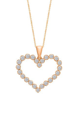 New Rose Gold Color Round Moissanite Heart Pendant Necklace, 