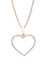 Rose Gold Color Round Moissanite Open Heart Pendant Necklace 