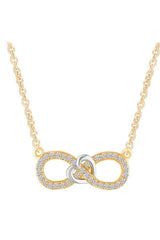 Yellow Gold Color Diamond Infinity Heart Pendant Necklace