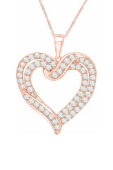Rose Gold Color Round Cut Moissanite Love Heart Pendant Necklace