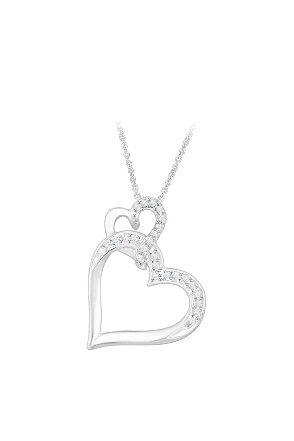 Interlinked Double Heart Pendant Necklace