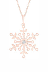 Rose Gold Color Yaathi Solitaire Snowflake Pendant Necklace for Women