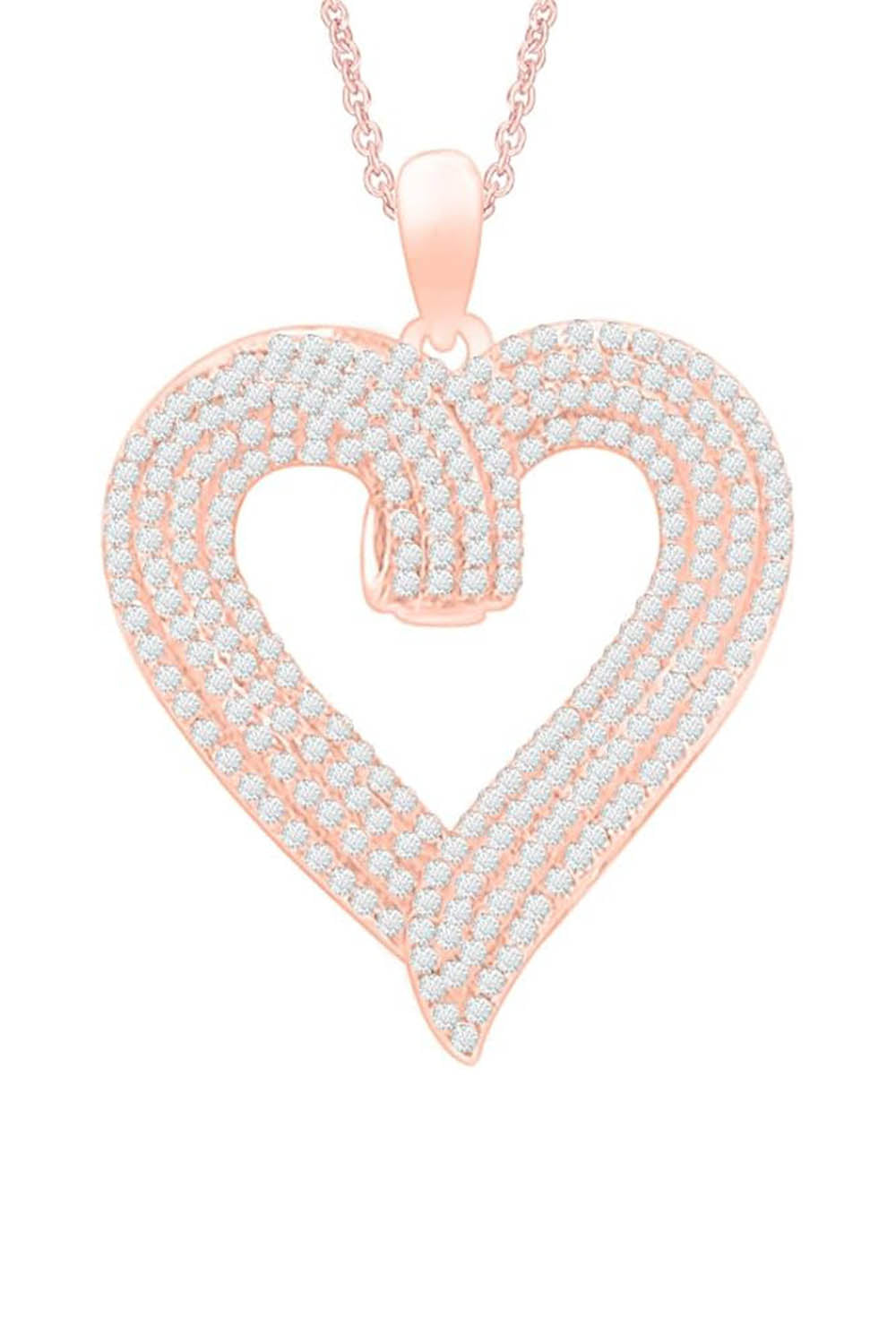 Rose Gold Color Moissanite Diamond Heart Pendant Necklace