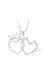 Crown Devil Double Heart Pendant Necklace