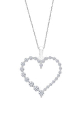 White Gold Color Round Moissanite Heart Pendant Necklace