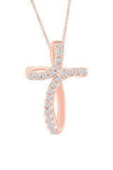 Rose Gold Color Moissanite Loop Cross Pendant Necklace,  Jewellery