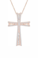 Rose Gold Color Flared Cross Pendant Necklace, Cross Necklace Religious