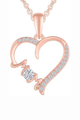 Rose Gold Color Yaathi Moissanite Mom Love Heart Pendant Necklace