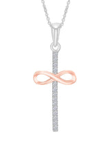 White Gold Color Infinity Cross Pendant Necklace, Infinity Necklace