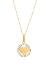Yellow Gold Color Open Circle Love Heart Pendant Necklace
