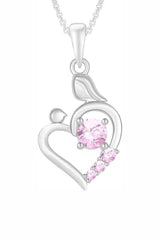 Yaathi Simulated Tourmaline Child with Mom Heart Pendant Necklace in 18k Gold Over Sterling Silver Jewellery For Women.