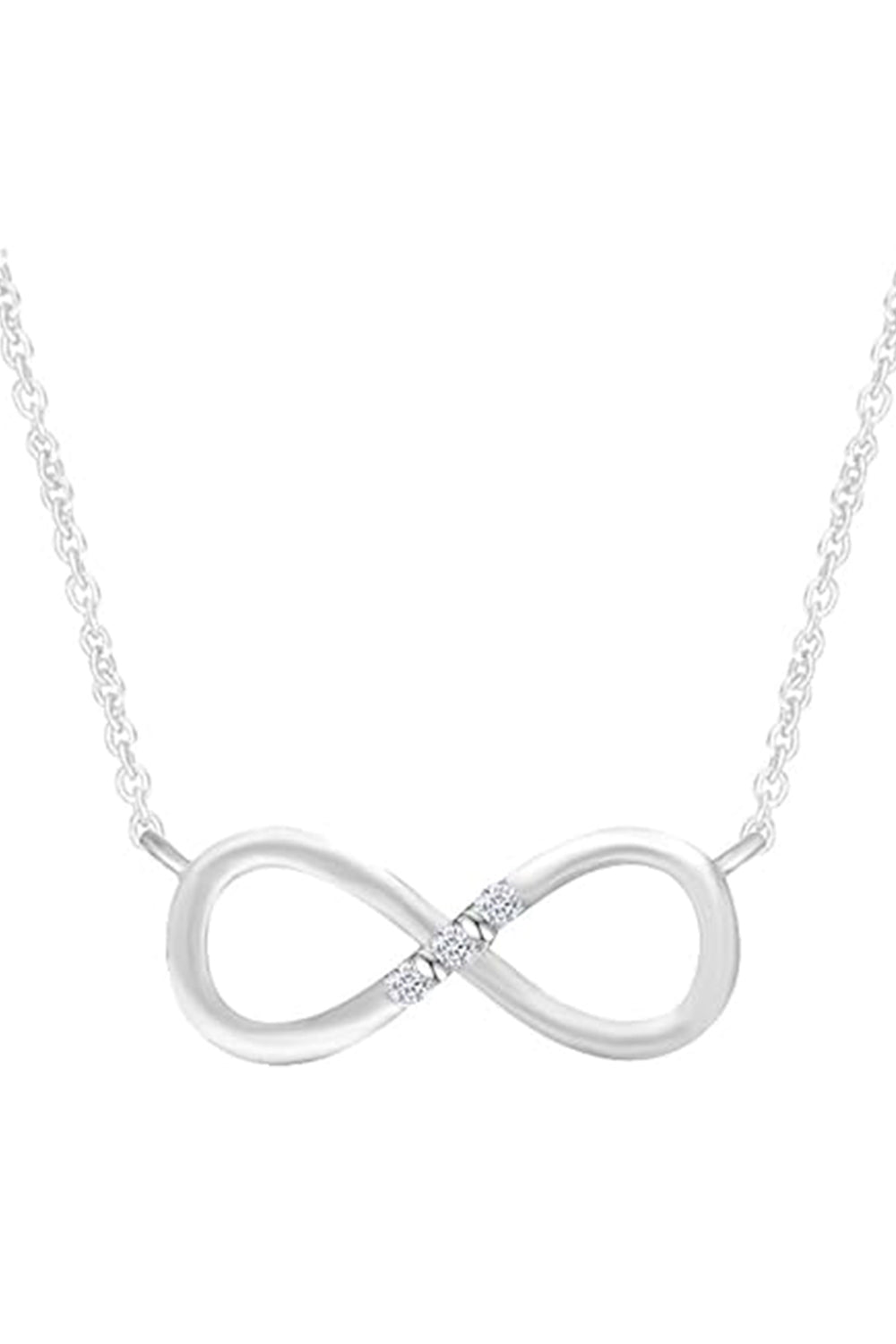 White Gold Color Three Stone Infinity Pendant Necklace