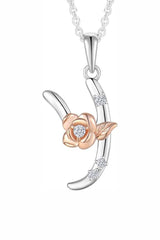 Y Letter Rose Pendant Necklace 