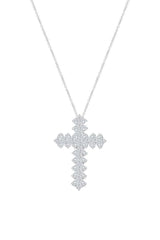 White Gold Color Moissanite Chevron Cross Pendant Necklace, Jewellery