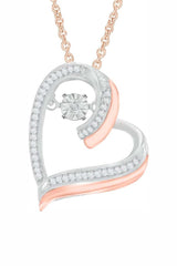 Rose Gold Color Trending Moissanite Double Heart Pendant Necklace