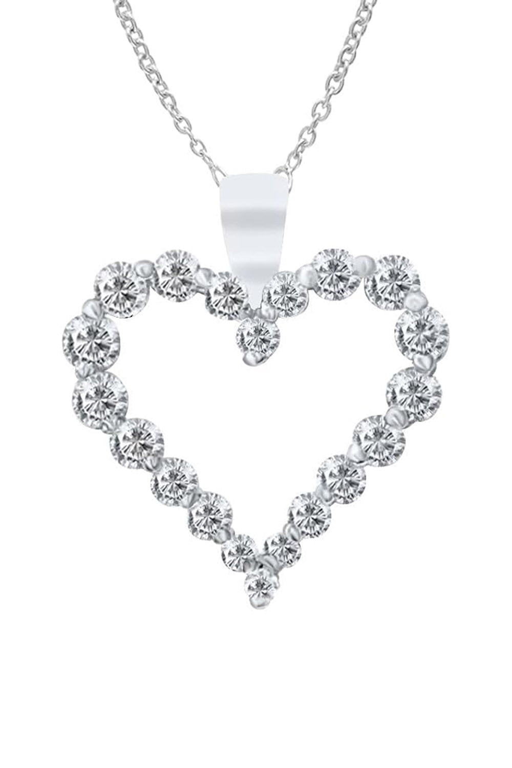White Gold Color Moissanite Heart Pendant Necklace, Pendant For Women