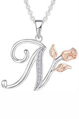 N Letter With Rose Pendant Necklace