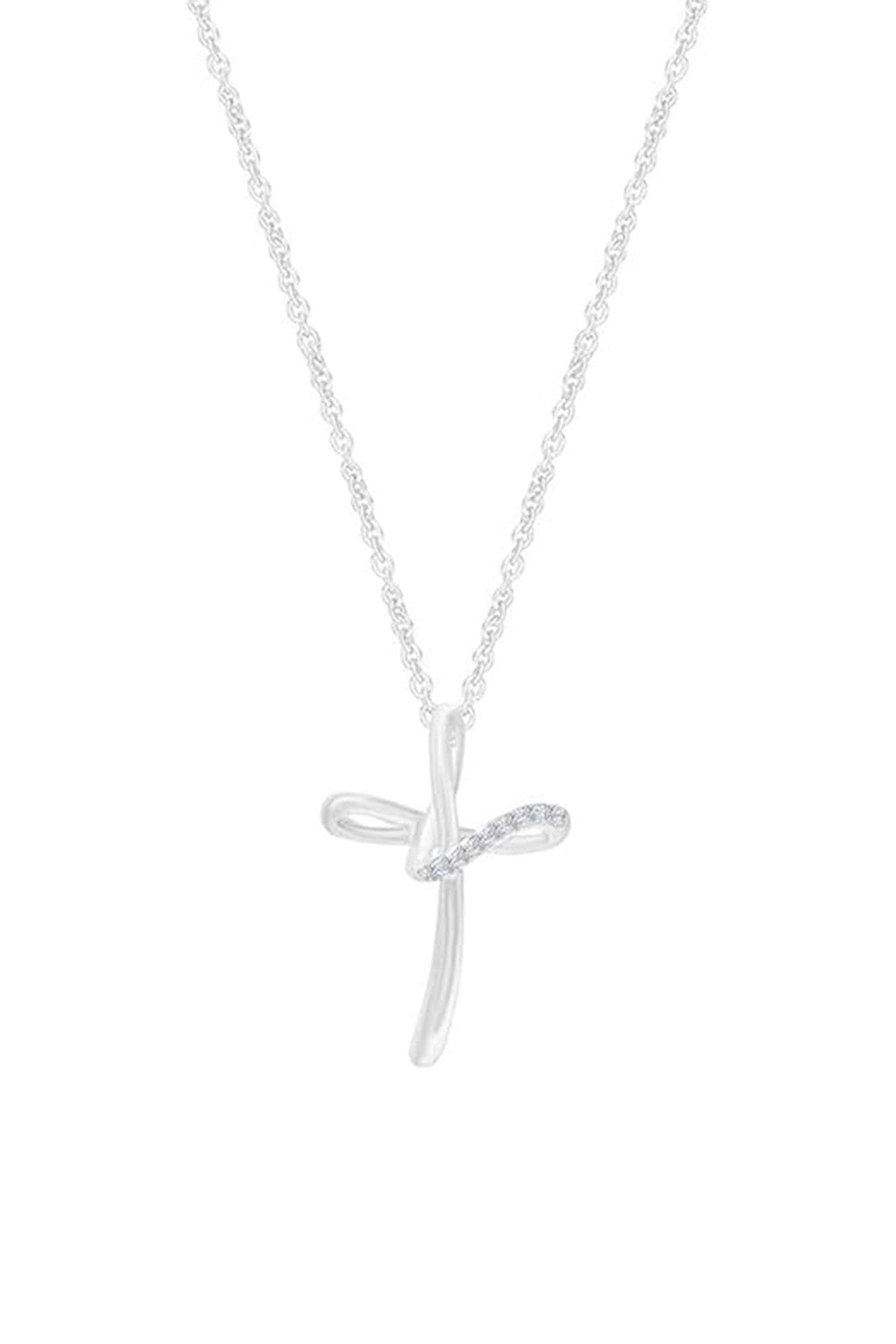White Gold Color Yaathi Loop Cross Pendant Necklace, Trending Necklaces