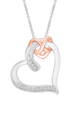 White Gold Color Interlocking Infinity Love Heart Pendant Necklace 