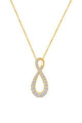 Yellow Gold Color Round Moissanite Infinity Pendant Necklace