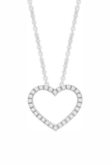 White Gold Color Trending Moissanite Open Heart Pendant Necklace