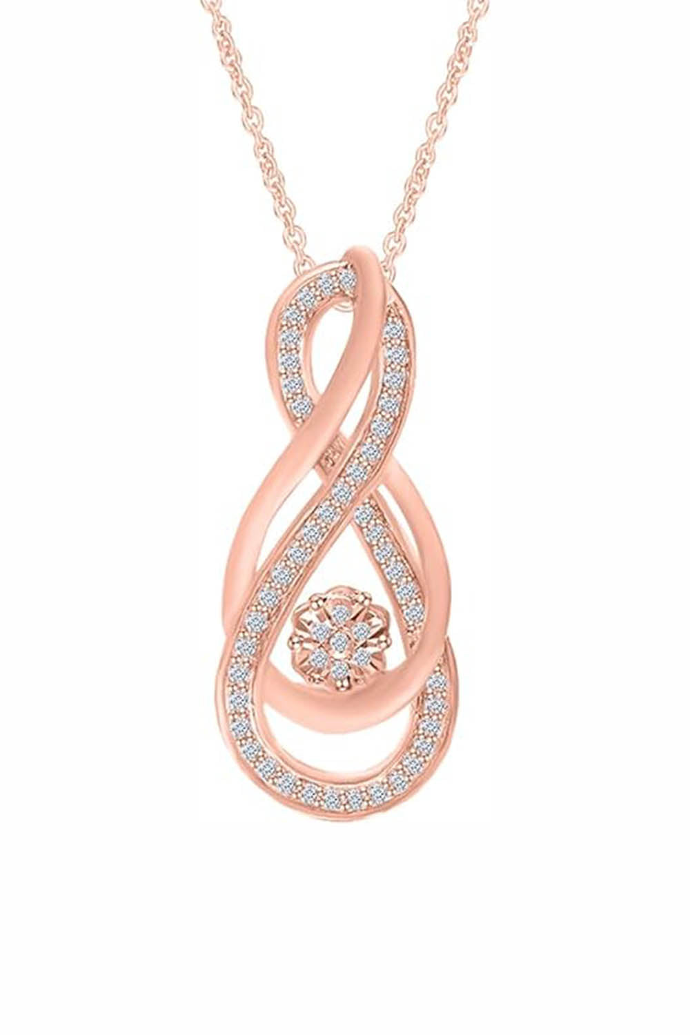 Rose Gold Color Yaathi Intertwining Infinity Pendant Necklace