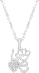White Gold Color Love Paw Print Pendant Necklace, Fashion Jewellery