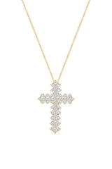 Yellow Gold Color Moissanite Chevron Cross Pendant Necklace, Jewellery