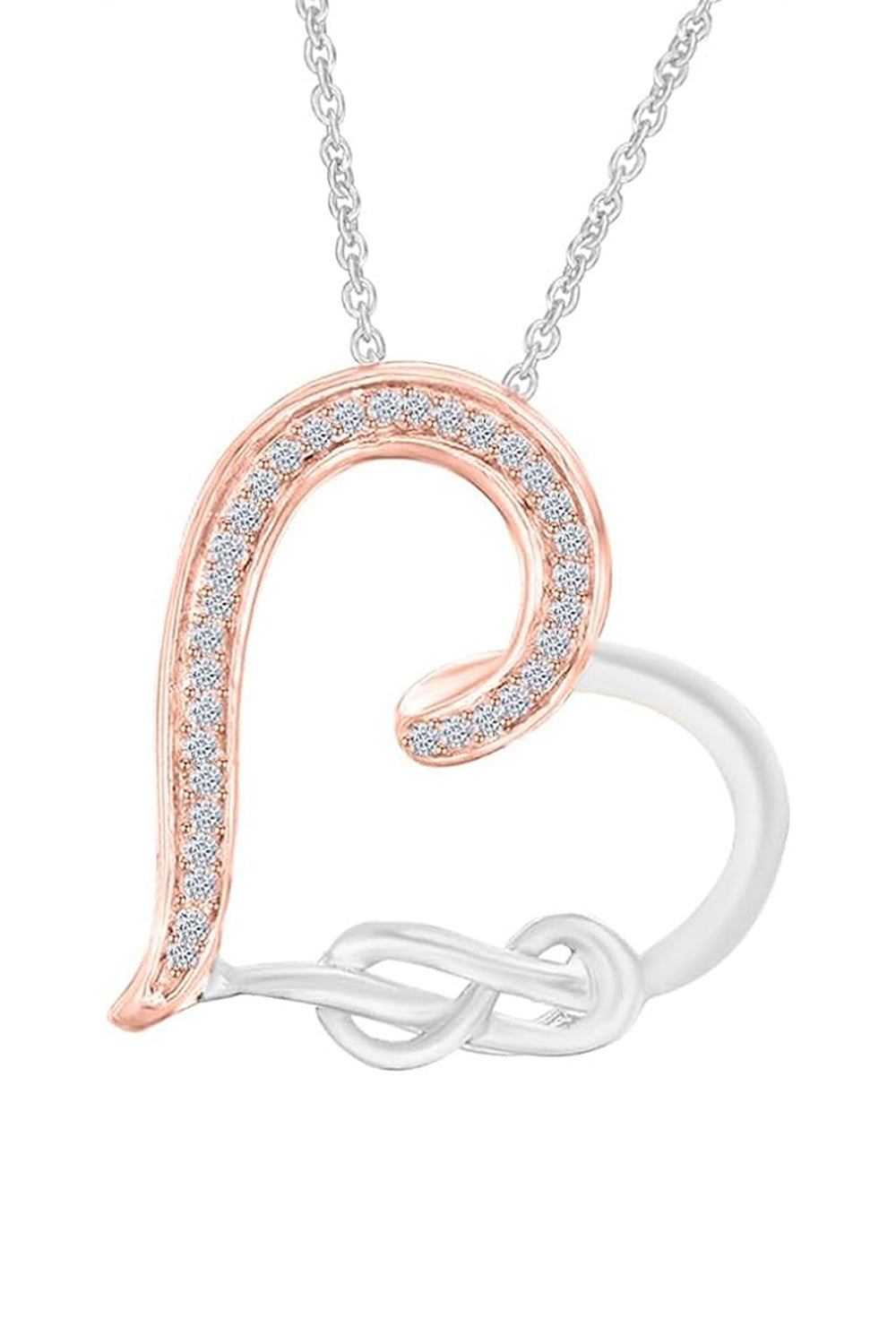 White Gold Color Infinity Knot Heart Pendant Necklace