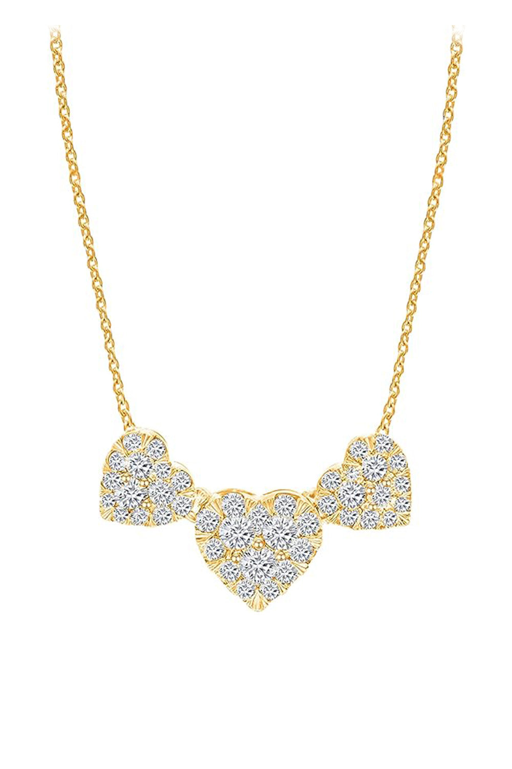 Yellow Gold Color Triple Heart Necklace, Women's Pendant Necklace
