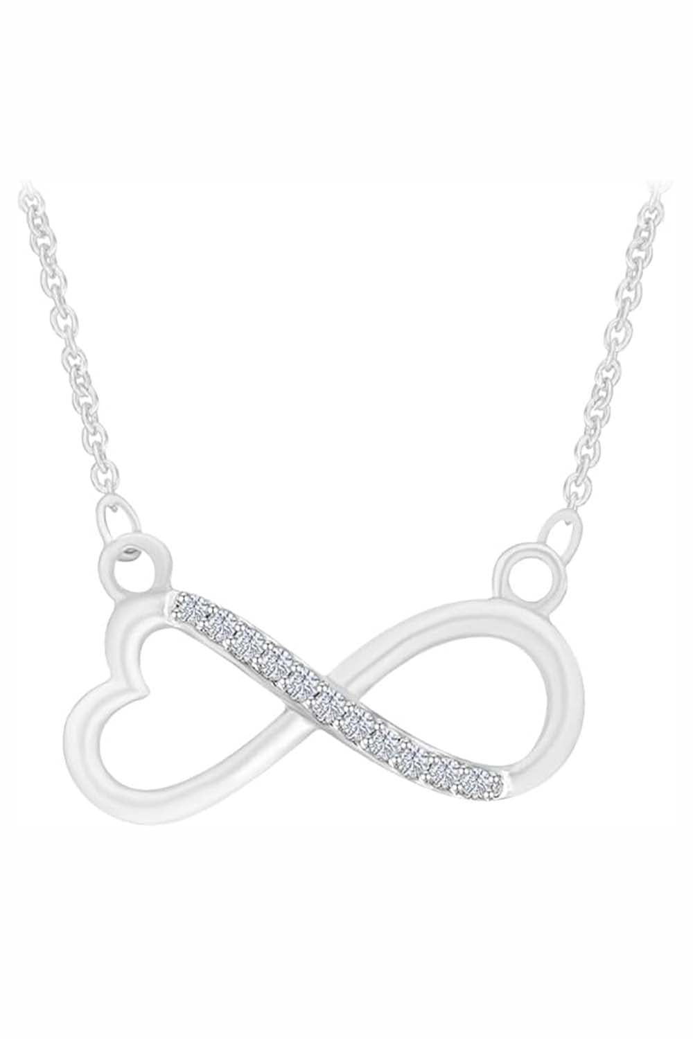 White Gold Color Yaathi 1/4 Cttw Moissanite Infinity with Heart Necklace