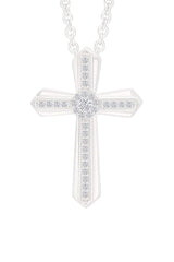 White Gold Color Yaathi 1/8 Carat Layered Style Cross Pendant Necklace 