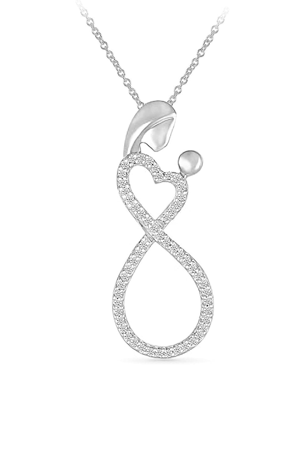 White Gold Color Heart Infinity Mother Love Pendant Necklace