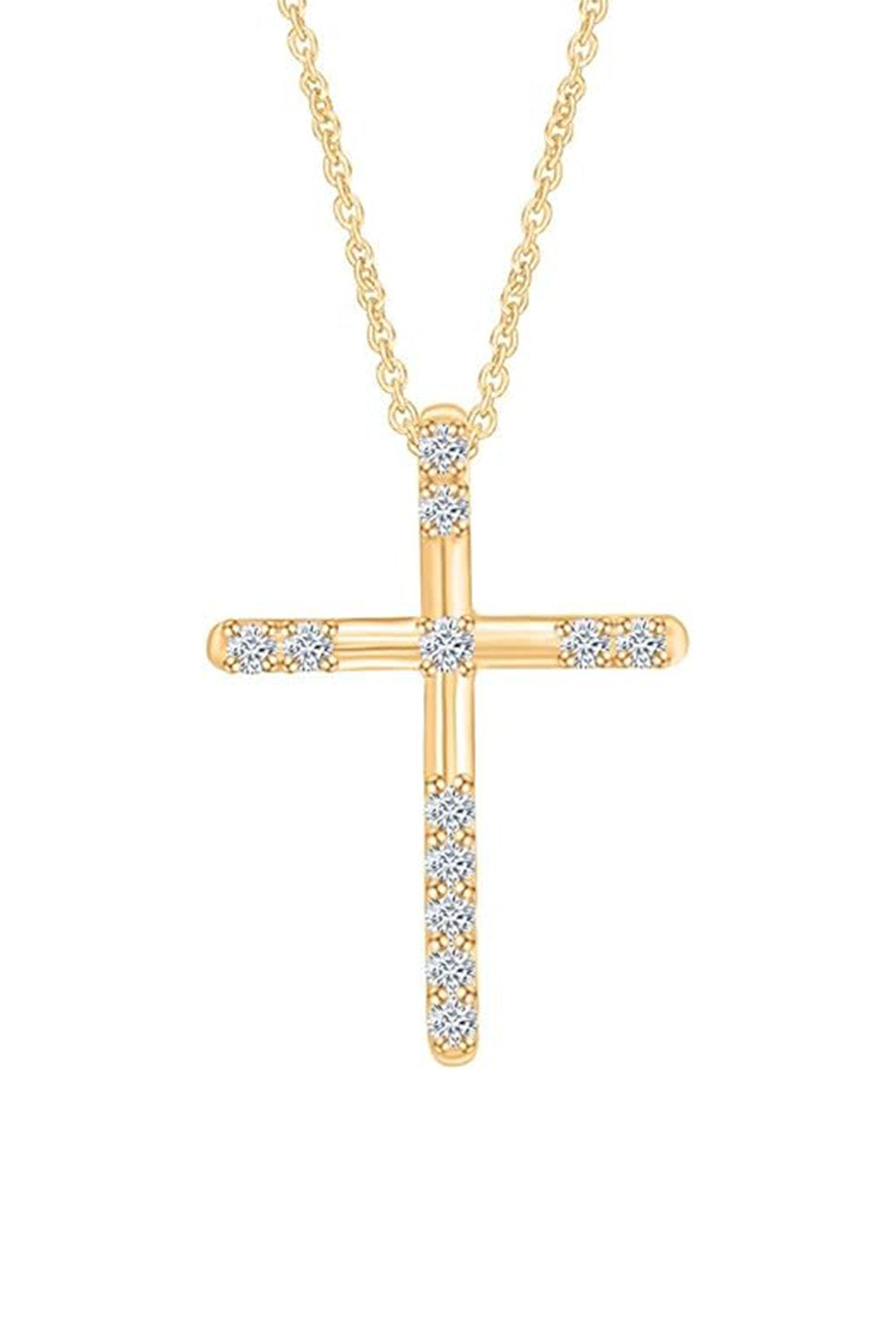 Yellow Gold Color Cross Pendant Necklace for Women, Fashion Jewellery