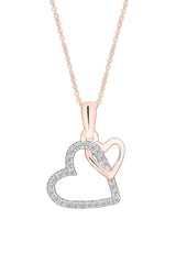 Rose Gold Color Double Interlocking Love Heart Pendant Necklace