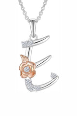E Letter Rose Pendant Necklace