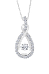 White Gold Color Moissanite Diamond Layered Infinity Pendant Necklace 