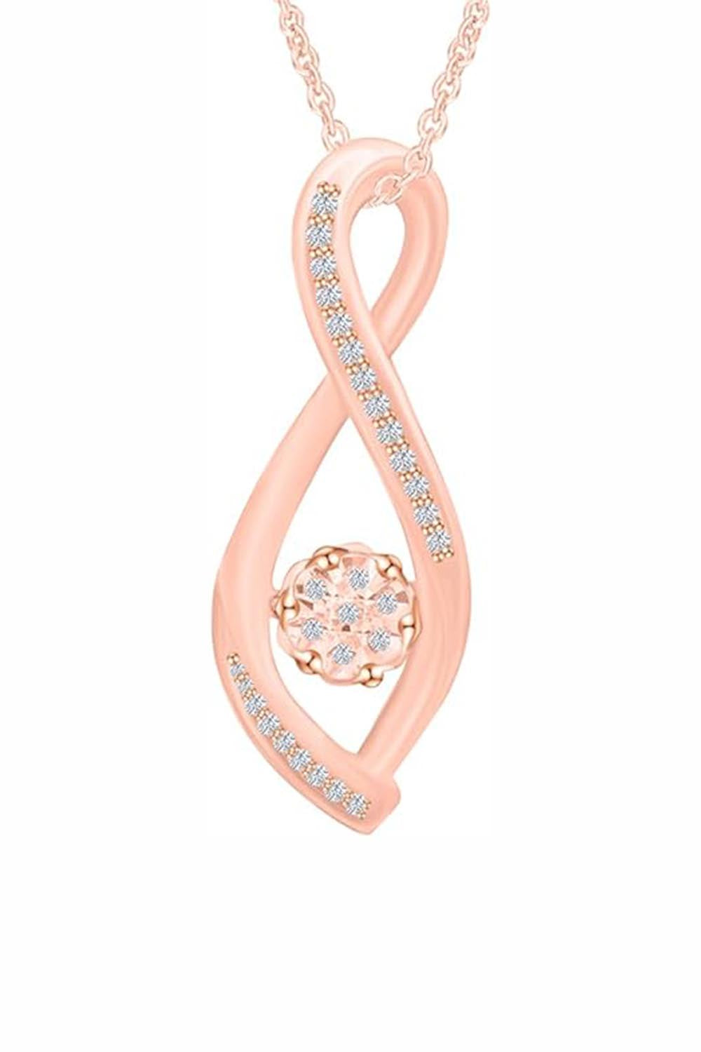 Rose Gold Color Yaathi Infinity with Cluster Pendant Necklace