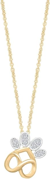 Yellow Gold Color Infinity Paw Print Pendant Necklace, Trending Necklaces 