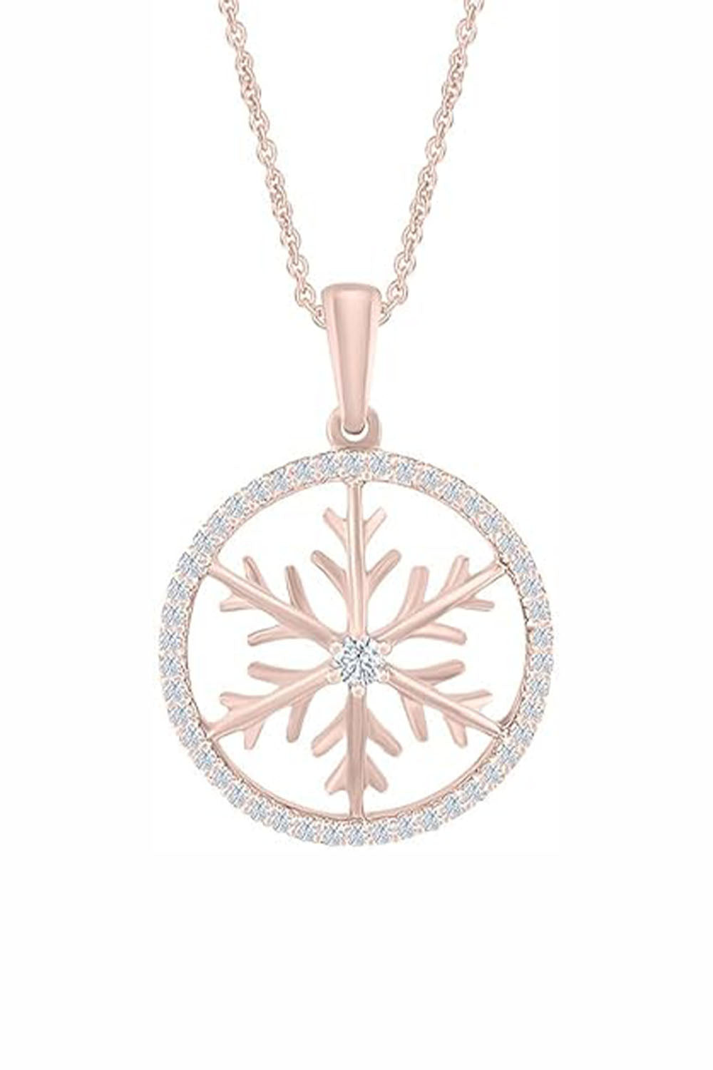 Rose Gold Color Branch Snowflake Pendant Necklace, Fashion Jewellery