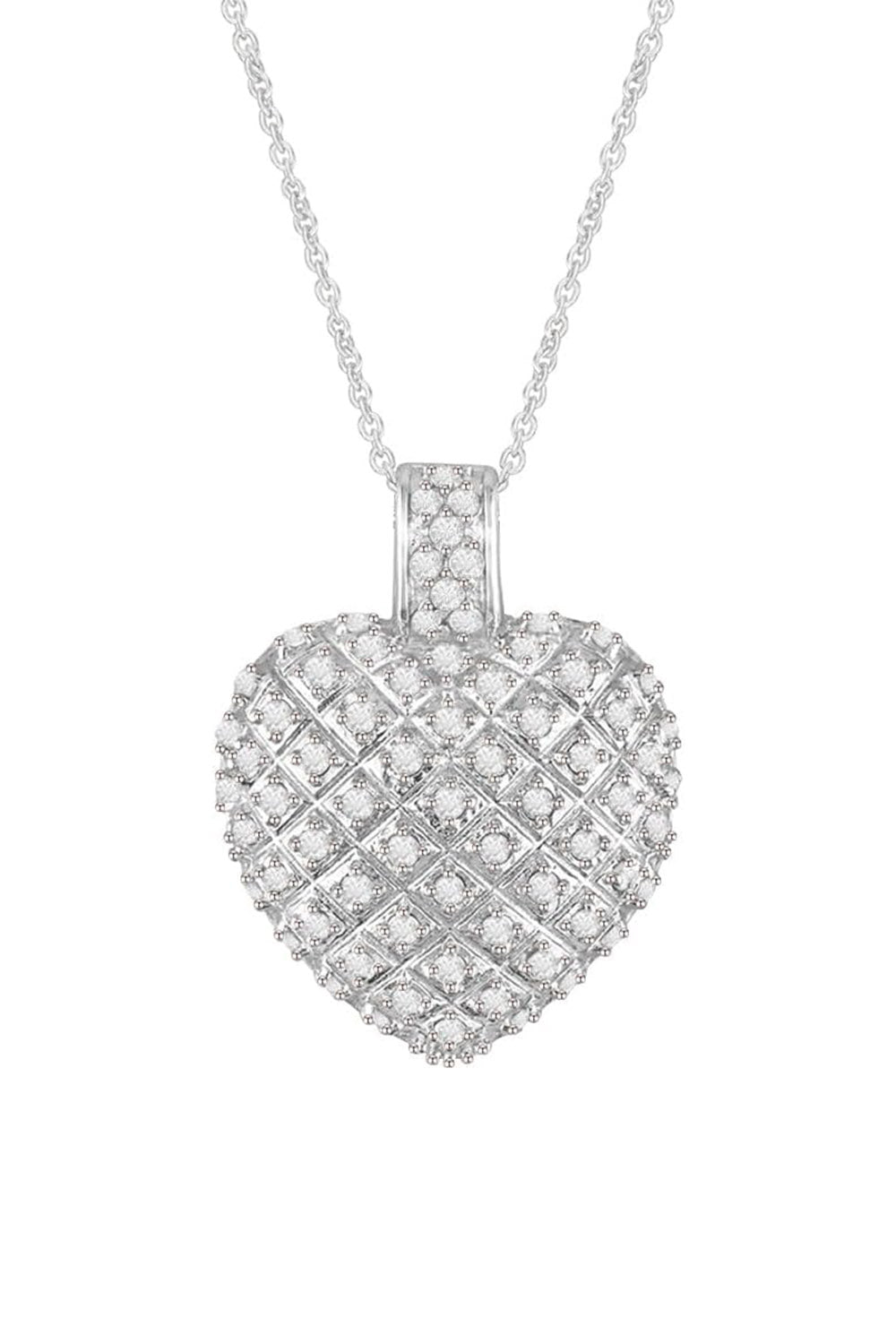 White Gold Color Love Heart Shape Pendant Necklace