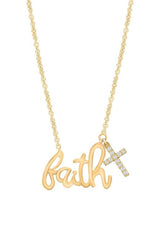 Yellow Gold Color Moissanite Cross Faith Charm Pendant Necklace Online