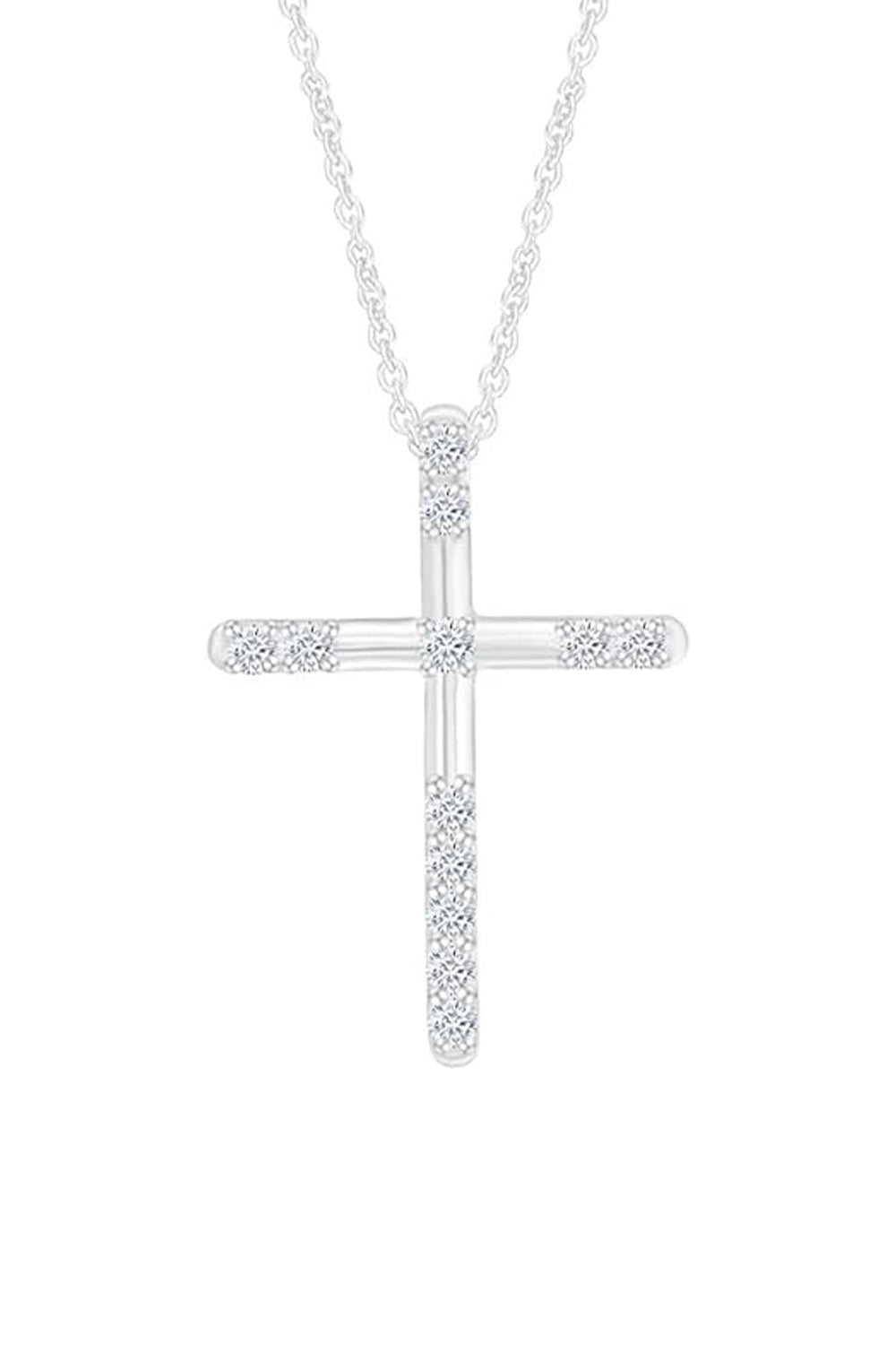 White Gold Color Cross Pendant Necklace for Women, Fashion Jewellery