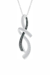 White Gold Color Yaathi Black and White Infinity Pendant Necklace 