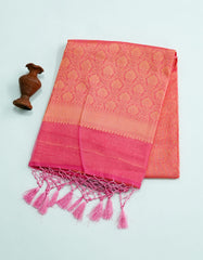 Carnation Pink Color Traditional Fancy Brocade Saree